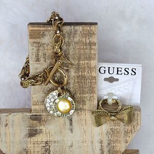 Guess Brand Gold Tone Bracelet and Ring Statement Jewelry